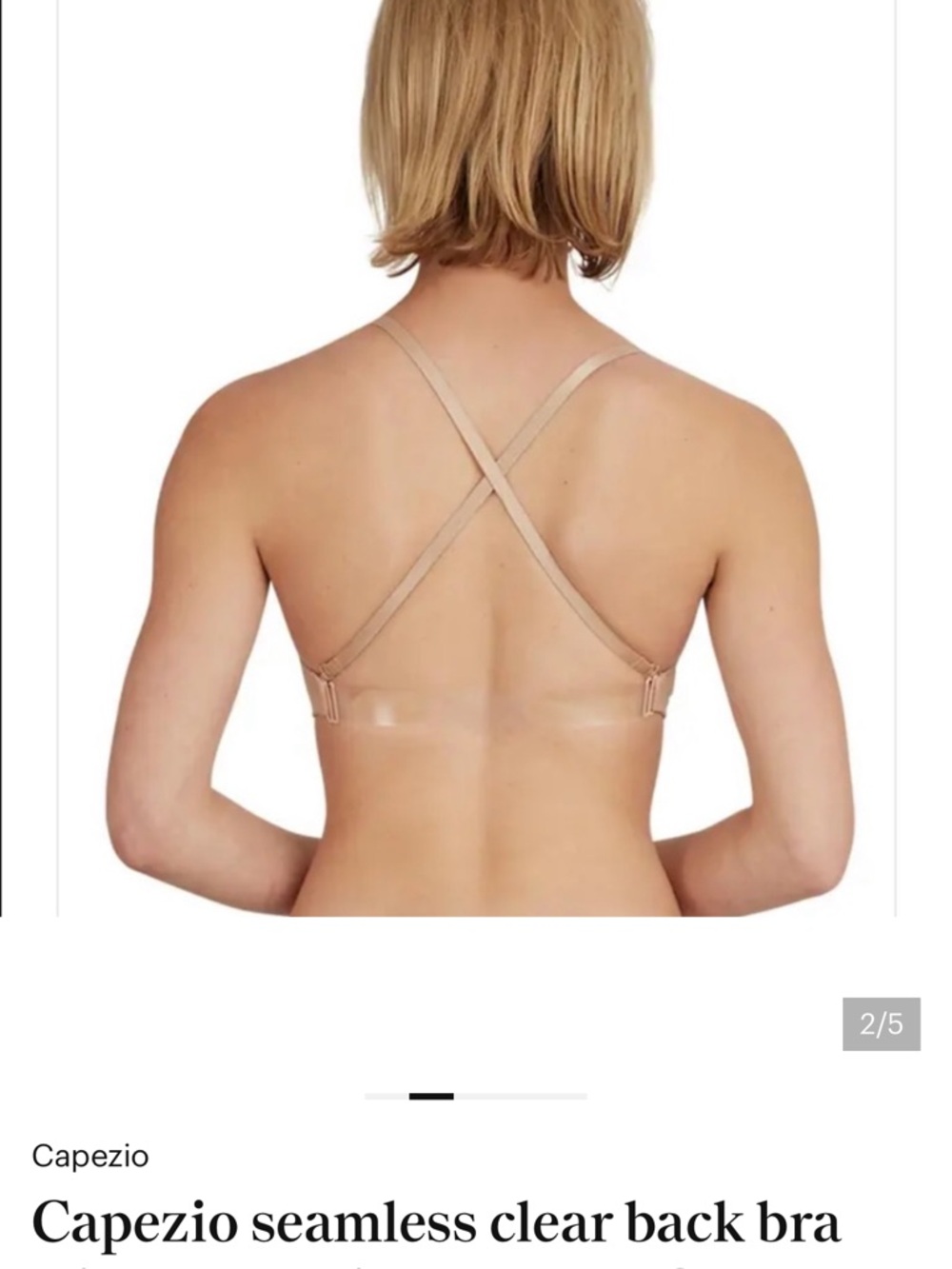 Capezio Seamless Convertible Clear Back Bra XS Dancer Gymnast Cheerleader